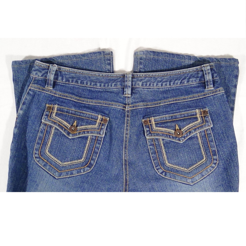 INC JEANS (SZ 8) MED BLUE, BOOT, BUTTON FLY NWOT